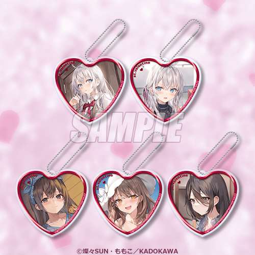 하트 아크릴 챰 전반: 아랴 기습 / 아랴 병문안 / 유키 파자마ver. / 마샤 수영복ver. / 아야노 매운라멘